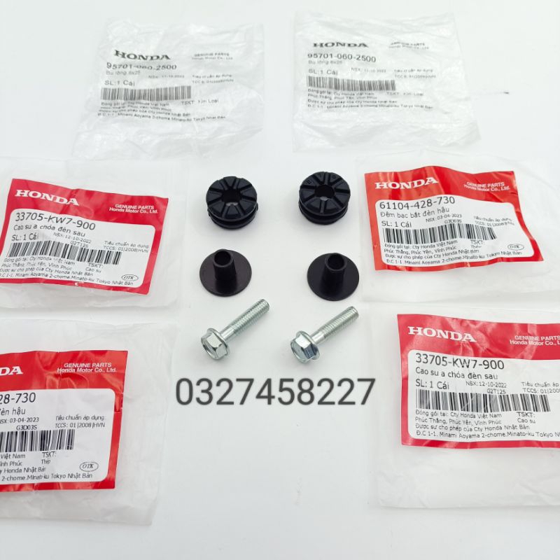 Bộ ốc đệm bắt đuôi đèn hậu xe WAVE Thái, Alpha, ZX zin Honda