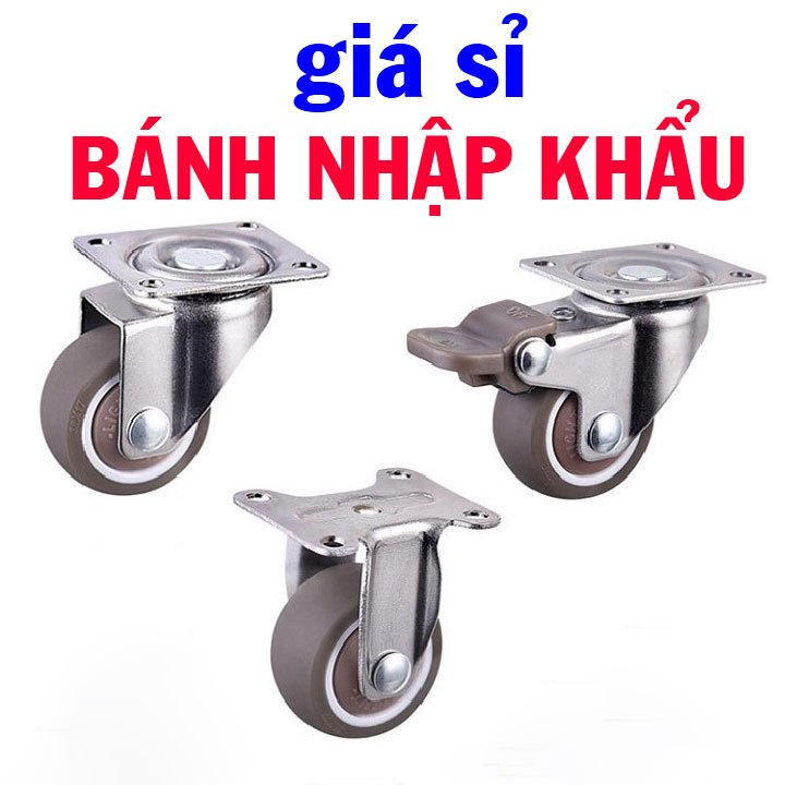 Combo 8 Bánh xe cao su xi ni ken cao cấp, bánh xe vali cao cấp cực bền và êm