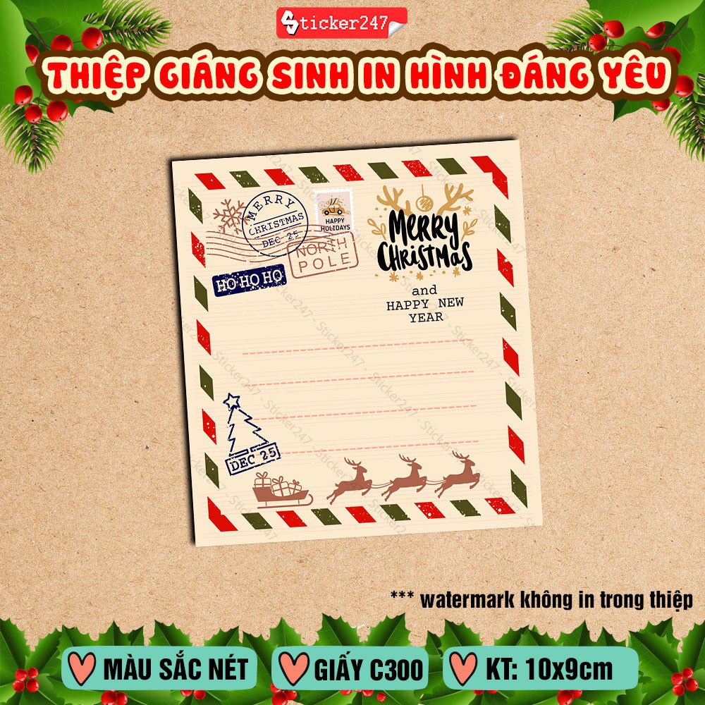 Thiệp Giáng Sinh In Hình Đáng Yêu 🌈𝑭𝒓𝒆𝒆𝒔𝒉𝒊𝒑 Thiệp Noel, Thiệp Treo Cây Thông Giáng Sinh, Đồ Trang Trí Noel