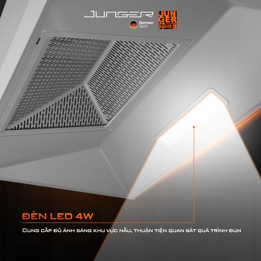 Máy hút mùi JUNGER H-90 234W Công suất hút 1600m3/h Hàng Chính Hãng Bảo Hành 12 tháng