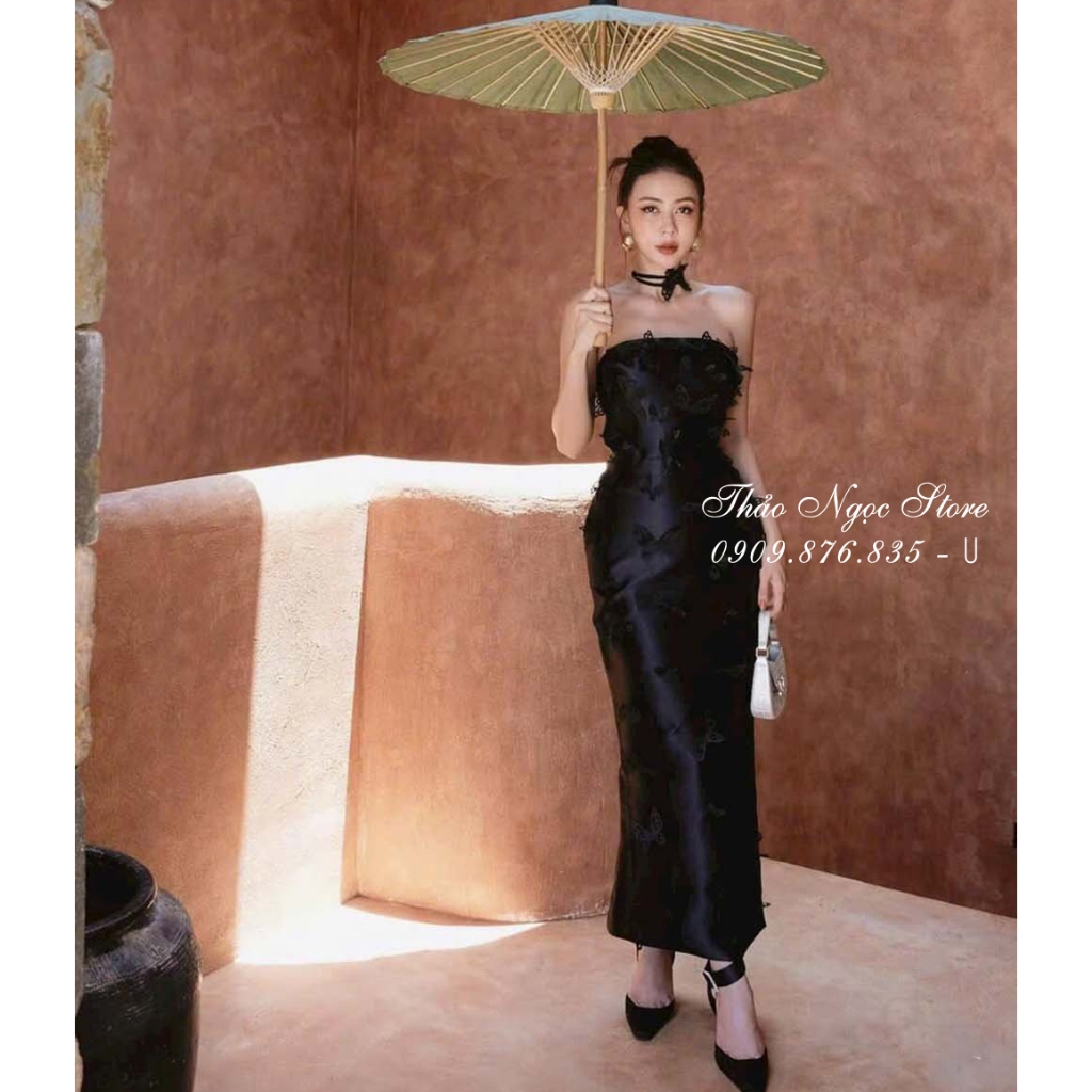 Đầm body cúp ngực đính hình bướm, đầm 2 dây lông vũ hàng chuẩn!  THẢO NGỌC STORE