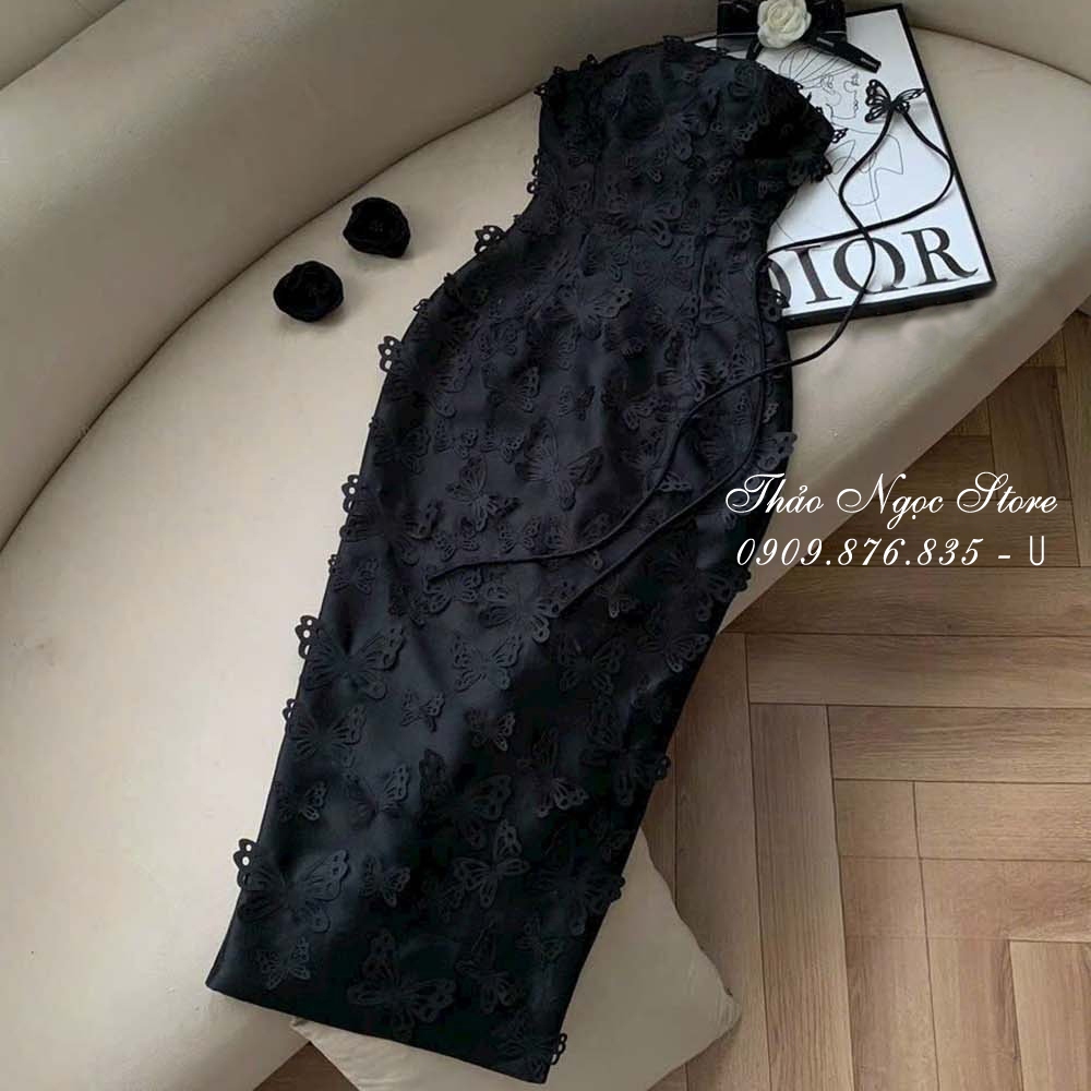 Đầm body cúp ngực đính hình bướm, đầm 2 dây lông vũ hàng chuẩn!  THẢO NGỌC STORE
