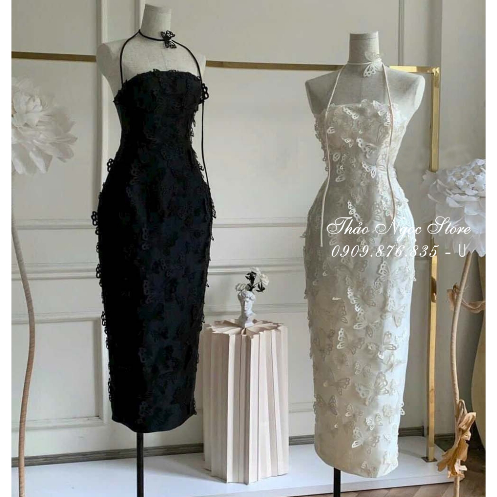 Đầm body cúp ngực đính hình bướm, đầm 2 dây lông vũ hàng chuẩn!  THẢO NGỌC STORE