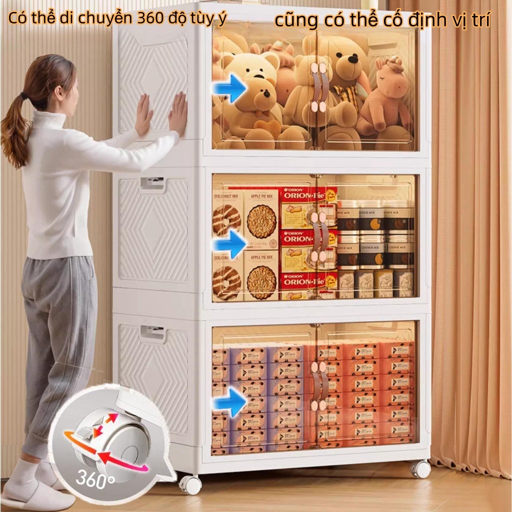 Hộp đựng không cần lắp đặt, tủ trưng bày hàng hóa gia đình, tủ đựng đồ ăn nhẹ, quần áo, đồ chơi có thể gấp gọn, xoay 360 | BigBuy360 - bigbuy360.vn