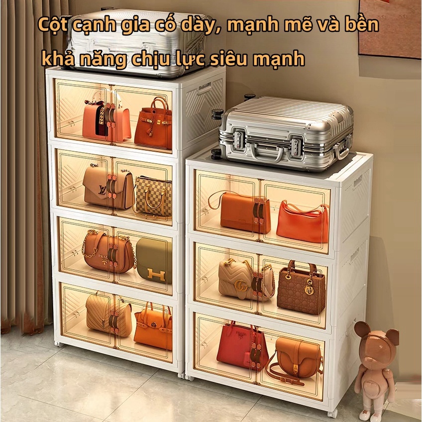 Hộp đựng không cần lắp đặt, tủ trưng bày hàng hóa gia đình, tủ đựng đồ ăn nhẹ, quần áo, đồ chơi có thể gấp gọn, xoay 360 | BigBuy360 - bigbuy360.vn