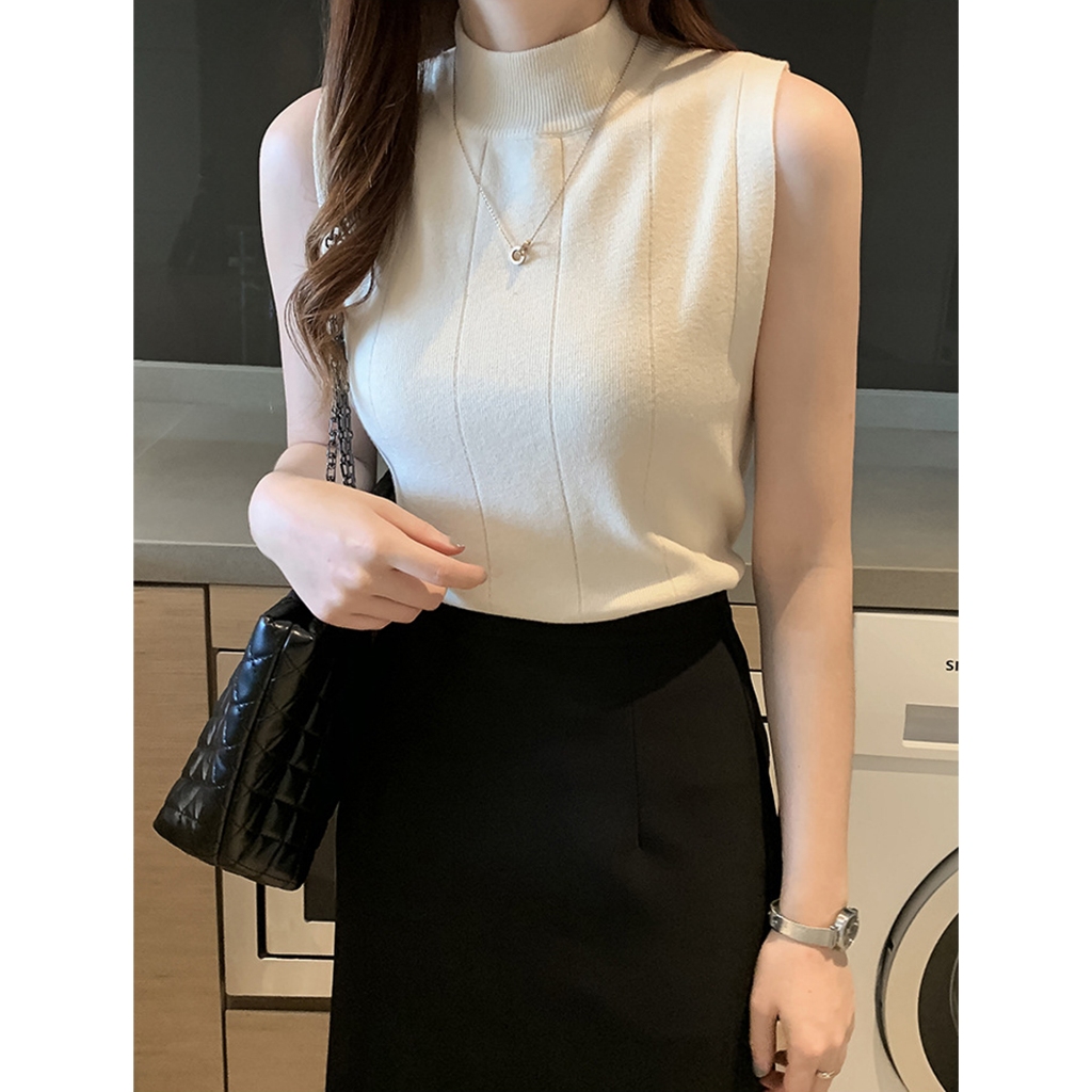 Áo len sát nách cổ 3 phân, áo dệt kim cổ lọ dáng ôm Sexy