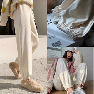 Quần Jogger Nữ Len Tăm Trơn Hàng Loại Một, Quần Dài Len Tăm Bo Gấu Cạp Chun Phối Dây Rút Chữ X Nhiều Màu