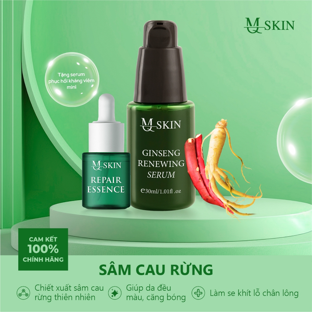 ( MQ SKIN VIỆT NAM ) Combo Tái Tạo Da Sâm Cau Rừng, Serum Phục Hồi, Ginseng Renewing Serum 30ml - MQ Skin