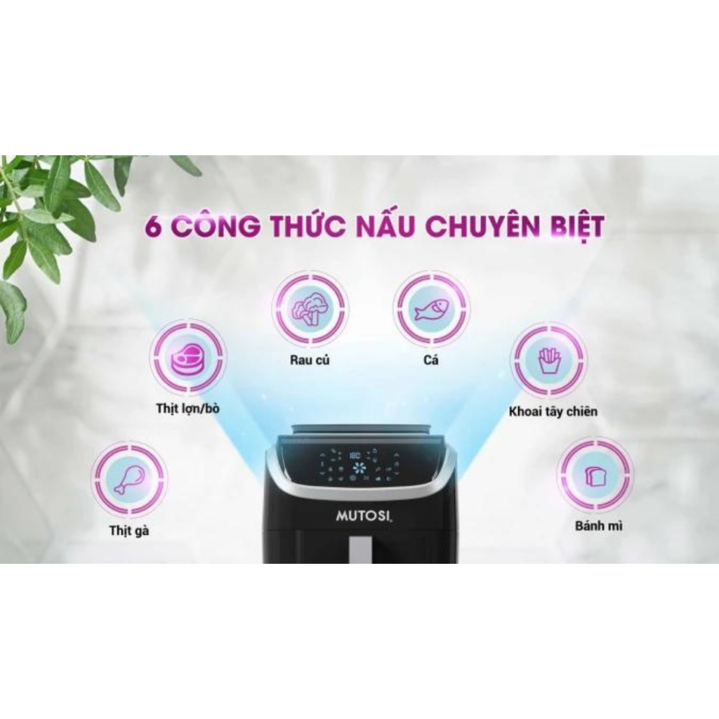 Nồi chiên không dầu kiêm hấp Mutosi MF-S102, dung tích 7L, màn hình cảm ứng, bảo hành 24 tháng