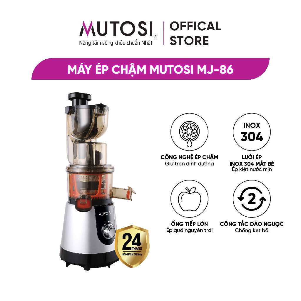 Máy ép chậm Mutosi MJ-86 giữ lại hơn 90% hàm lượng vitamin, bảo hành chính hãng 24 tháng