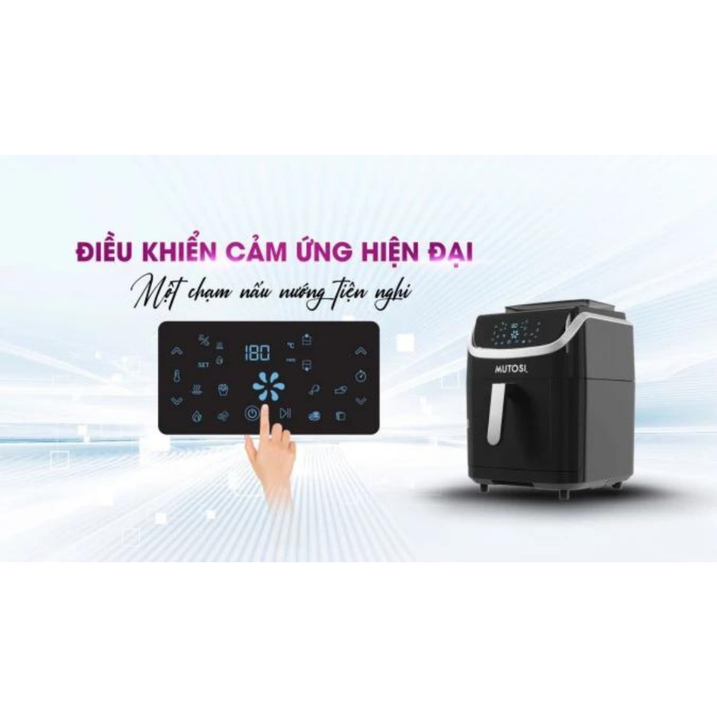 Nồi chiên không dầu kiêm hấp Mutosi MF-S102, dung tích 7L, màn hình cảm ứng, bảo hành 24 tháng