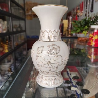 Bình Hoa Thờ Cúng Bạch Ngọc Sen Trắng