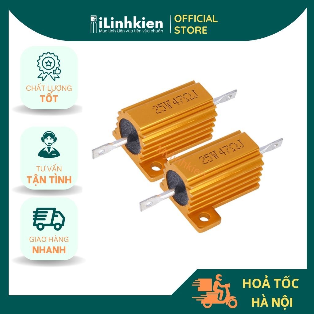 Điện trở nhôm 25W đầy đủ giá trị từ 0.1R - 100R chất lượng cao.