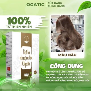 Bột lá nhuộm tóc ogatic 50g - hàng chính hãng - nhuộm tóc từ lá móng, lá chàm