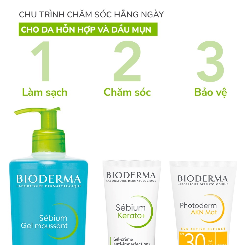 Gel rửa mặt tạo bọt, không chứa xà phòng Bioderma Sebium Gel Moussant - 200ml