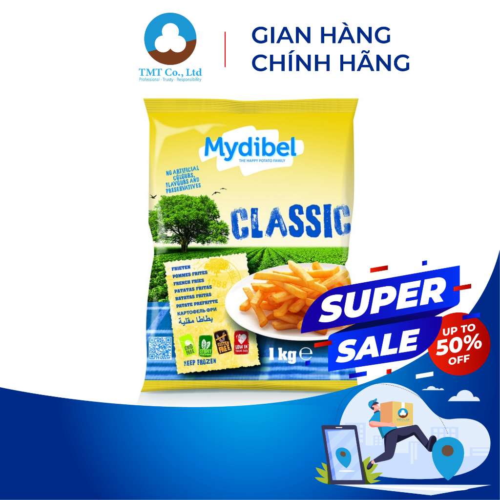 Khoai tây chiên khoai tây đông lạnh cắt thẳng 9/9 Mydibel 1kg - 2,5kg
