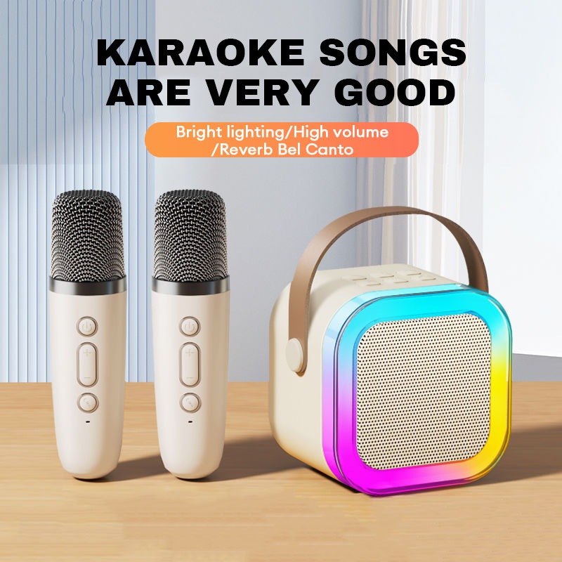 Loa Bluetooth Karaoke Mini K12 ,D1Siêu Hay, Kèm 2 Micro Mini, Chất Âm Hoàn Hảo, Mic Hút Âm, Nâng Tone, Chỉnh Vang