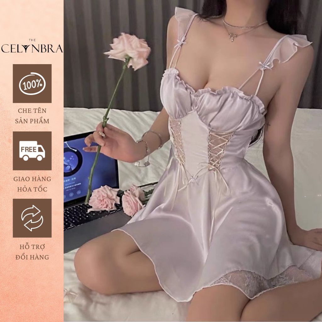 Váy ngủ có mút ngực cánh tiên dáng xòe gợi cảm THE CELYNBRA - V111