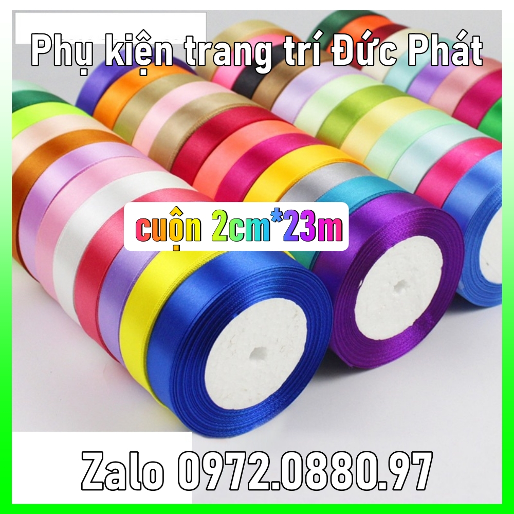 Ruy băng lụa trơn 2cm, dài 25m trang trí