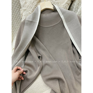 Váy len xuông cổ 3phân kèm khăn choàng (sale)