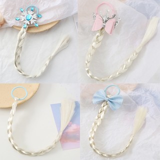 Cột tóc ren bông tuyết Elsa, gắn tóc giả lạ mắt cho bé gái