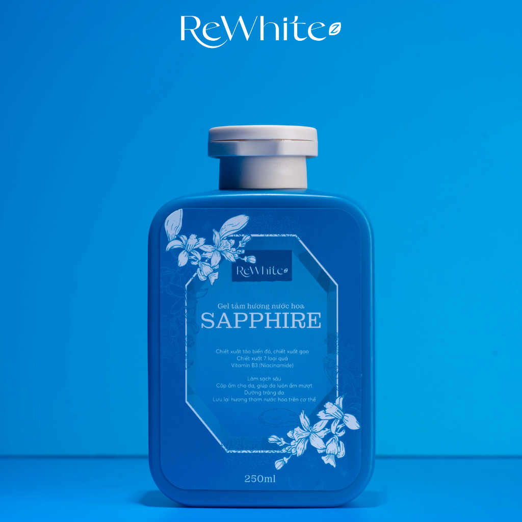 Sữa Tắm Hương Nước Hoa Sapphire ReWhitez Làm Sạch Tối Ưu, An Toàn Với Mọi Vùng Da, Kể Cả Vùng Nhạy Cảm 250ml