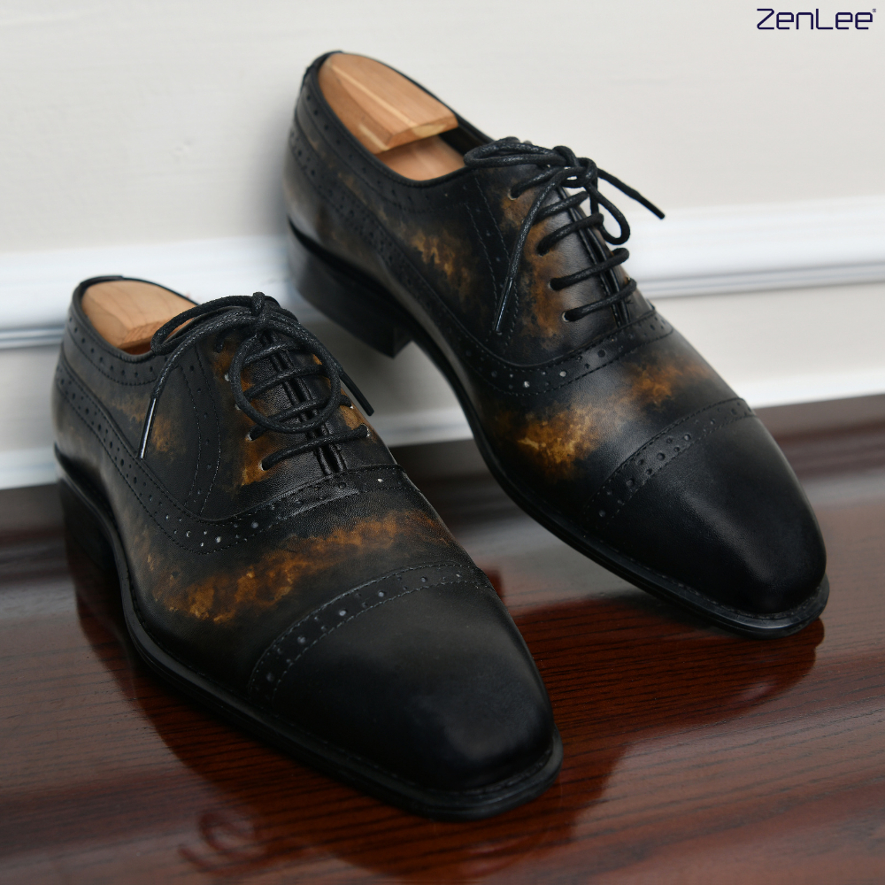 Giày nam Oxford da bê chế tác thủ công Italia thiết kế trẻ trung, giày nam dây buộc cao cấp- OX9002