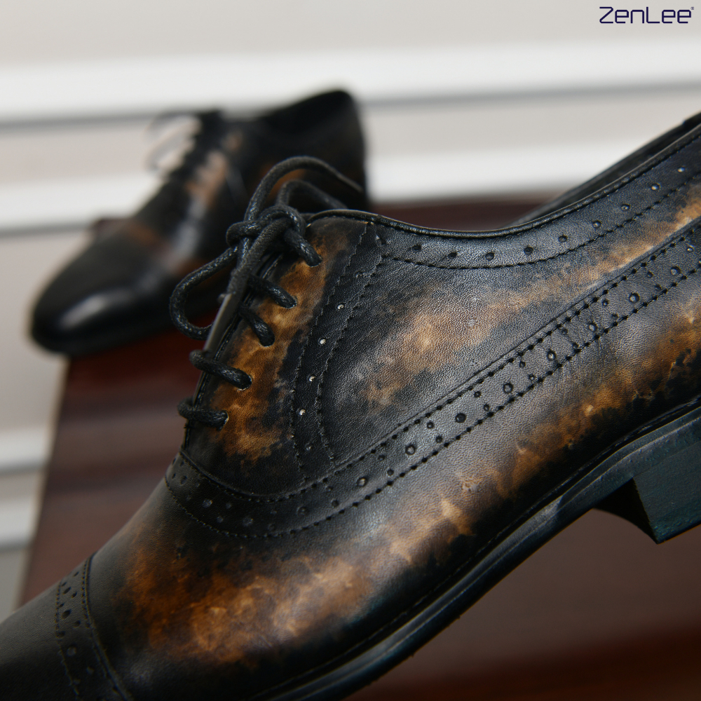 Giày nam Oxford da bê chế tác thủ công Italia thiết kế trẻ trung, giày nam dây buộc cao cấp- OX9002