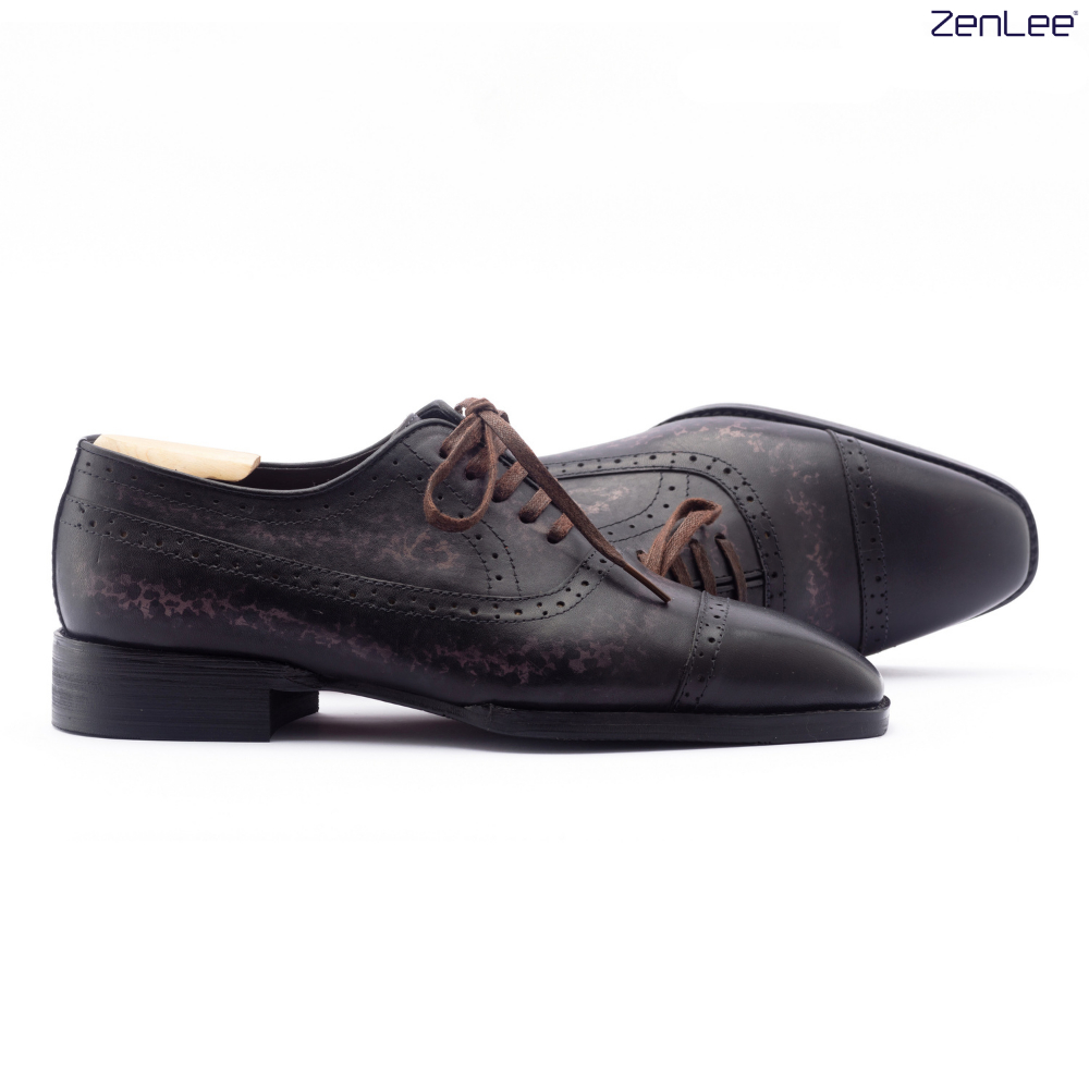 Giày nam Oxford da bê chế tác thủ công Italia thiết kế trẻ trung, giày nam dây buộc cao cấp- OX9002