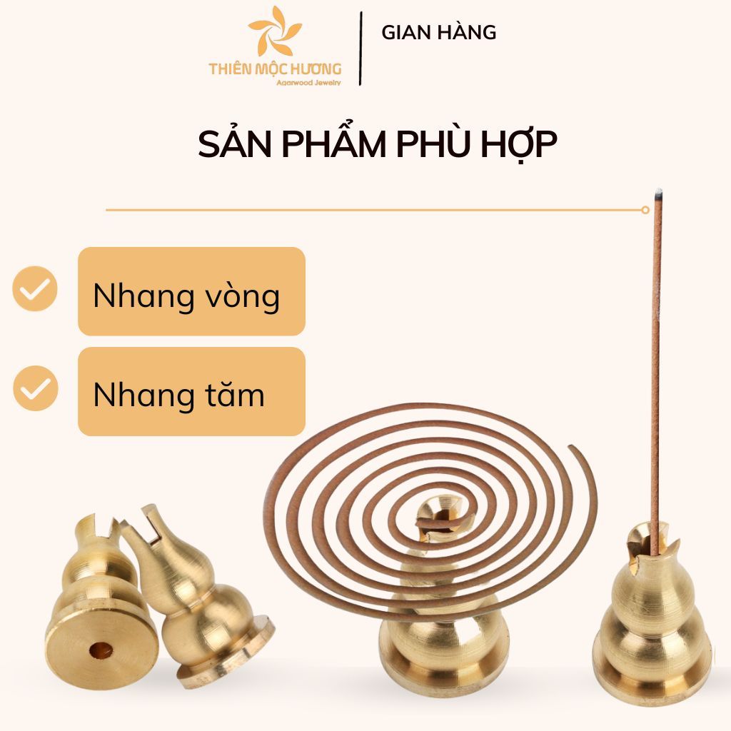 Đế cắm nhang trầm, hương vòng Thiên Mộc Hương hình hồ lô kim loại cao cấp