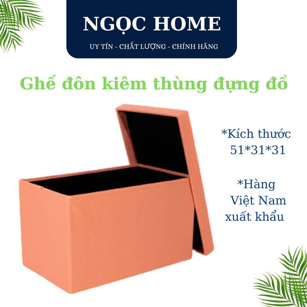 Ghế đôn đựng quần áo đồ đa năng NGỌC HOME đôn ghế sofa đựng đồ gấp gọn vải bọc Oxfford 600D size đại 51*31*31 cm - GDT