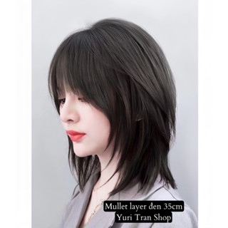TÓC GIẢ NGUYÊN ĐẦU MULLET layer ngắn màu đen, cá tính siêu đẹp, tặng lưới