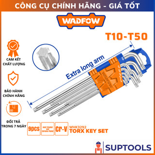 Bộ 9 chìa lục giác sao dài hoa thị T10-T50 Wadfow WHK3292 Khóa hình bông tay cầm cán dài (Đồ nghề chính hãng)