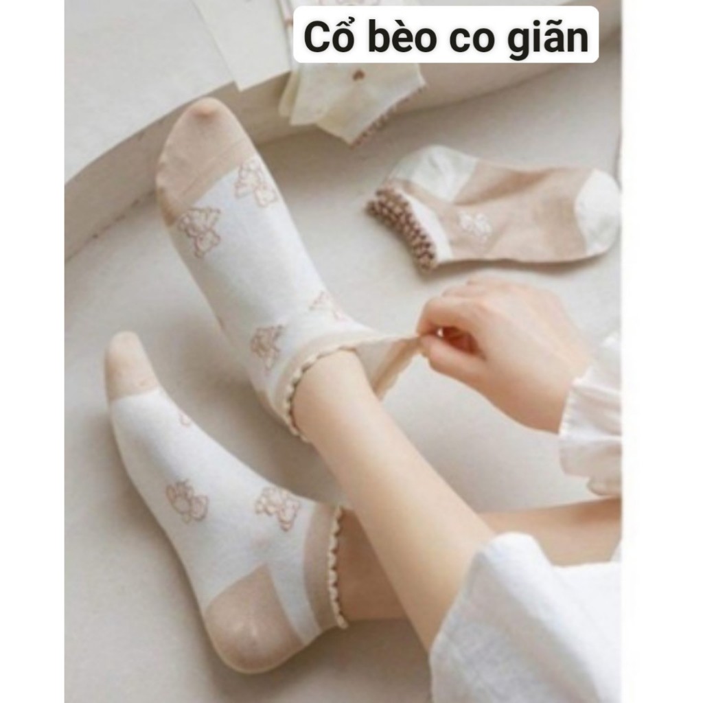 Chuyên sỉ, lẻ: Combo 10 đôi tất gấu Brown chất đẹp - tất nữ cổ thấp  - tấ đi giày thể thao, tất tuổi teen