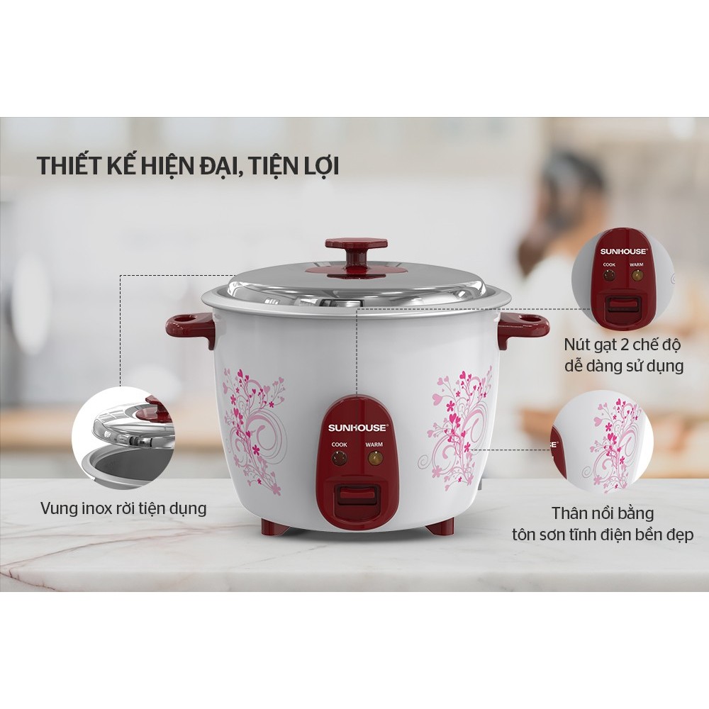 Nồi cơm điện Sunhouse SHD8106, SHD8126, SHD8136, SHD8138 - SẢN PHẨM MỚI 2023 - Bảo hành 1 năm chính hãng