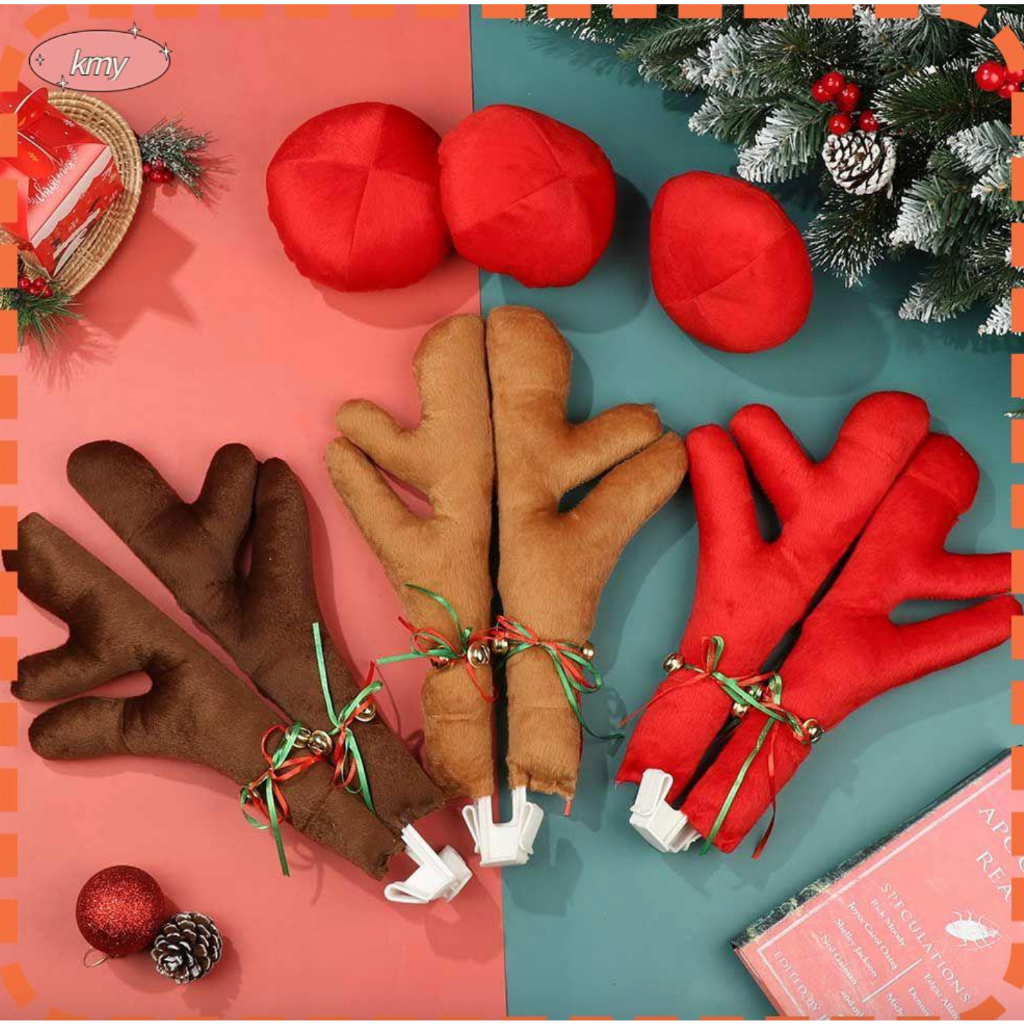 Cặp Sừng Tuần Lộc Và Mũi Đỏ Trang Trí Xe Hơi- Sừng Hươu Trang Trí Xe Hơi & Mũi Tuần Lộc Giáng Sinh