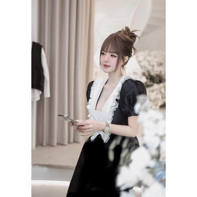 ĐẦM THIẾT KẾ MIDI BIGSIZE BÈO CỔ TRẮNG