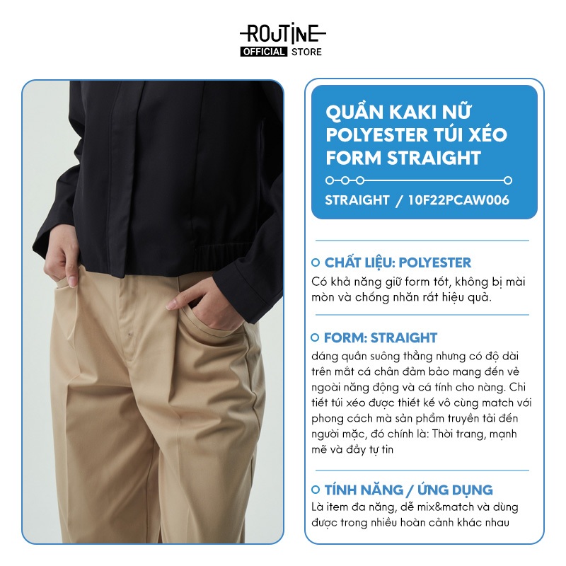 Quần Kaki Nữ Polyester Túi Xéo Form Straight - Routine 10F22PCAW006