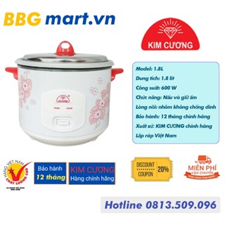 Nồi cơm điện Kim Cương nắp rời 1.8Lit, - Hàng chính hãng - Bảo hành 12 tháng