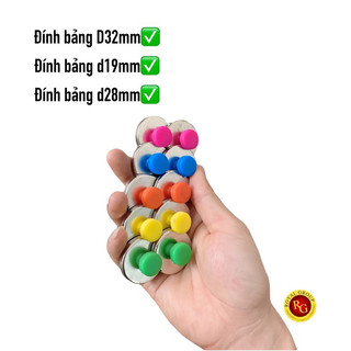 Nam châm đính bảng D32mm - D16mm màu sắc