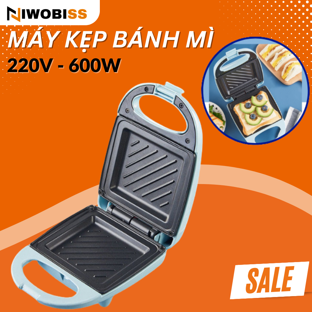 Máy Kẹp Bánh Mì ZHIBAO Nướng Bánh Rán Trứng Làm Bữa Sáng Tiện Lợi, Máy Ép Bánh Mì 600W Nóng Đều 2 Mặt