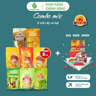 Combo 8 túi trái cây sấy và hạt dinh dưỡng Nonglamfood túi 45g | Ăn vặt tốt cho sức khỏe