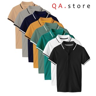 Áo polo nam thể thao chất vải thun cá sấu phối sọc viền tay cổ