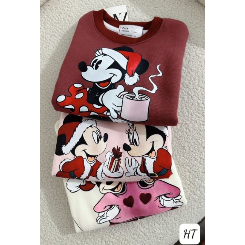 Set 3 áo nỉ mickey Noel cho bé gái- Có buôn sỉ-SP 5716