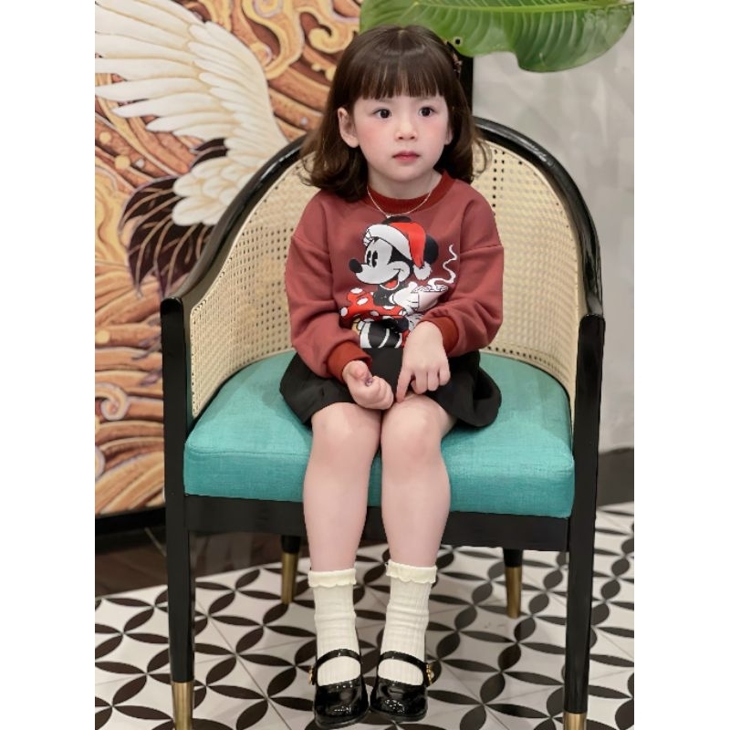 Set 3 áo nỉ mickey Noel cho bé gái- Có buôn sỉ-SP 5716