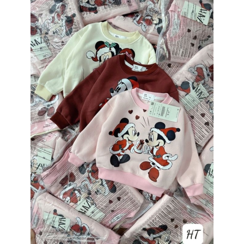 Set 3 áo nỉ mickey Noel cho bé gái- Có buôn sỉ-SP 5716