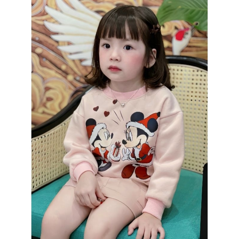 Set 3 áo nỉ mickey Noel cho bé gái- Có buôn sỉ-SP 5716