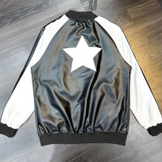 Áo Khoác Da Bomber Nam Nữ Dolce Level Họa Tiết Hình Ngôi Sao Thêu Phối Sọc Tay Form Dáng Unisex Siêu Hottrend 2023