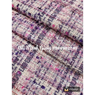 Vải dạ tweed ánh tím dày dặn hot 2023