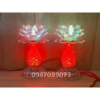 Cặp đèn thờ hoa sen đổi màu kiểu dáng đẹp - đèn trang trí bàn thờ